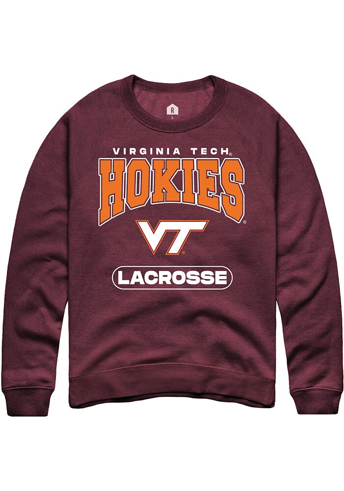 Virginia Tech Hokies Mens Maroon Lacrosse Long Sleeve Crew Sweatshirt