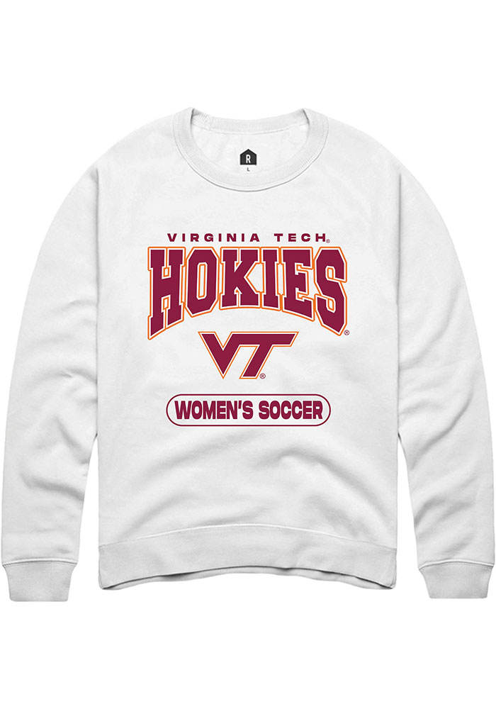 Virginia Tech Hokies Mens White Women's Soccer Long Sleeve Crew Sweatshirt