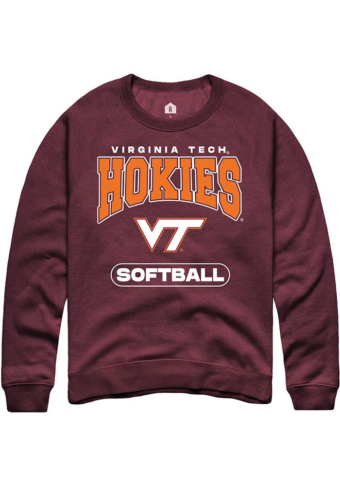 Virginia Tech Hokies Mens Maroon Softball Long Sleeve Crew Sweatshirt