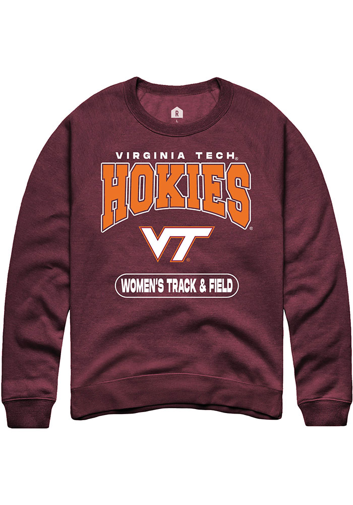 Virginia Tech Hokies Mens Maroon Women's Track & Field Long Sleeve Crew Sweatshirt