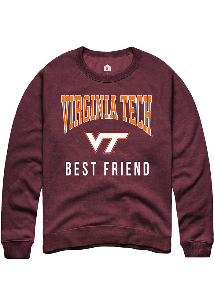 Virginia Tech Hokies Mens Maroon Best Friend Long Sleeve Crew Sweatshirt