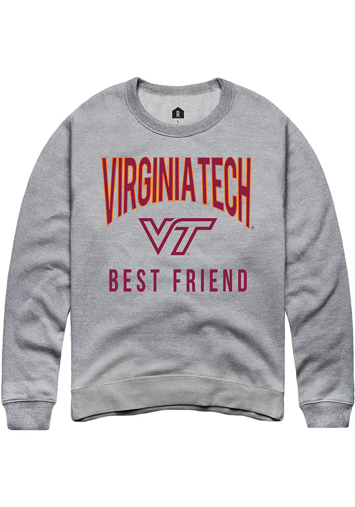 Virginia Tech Hokies Mens Grey Best Friend Swirl Long Sleeve Crew Sweatshirt