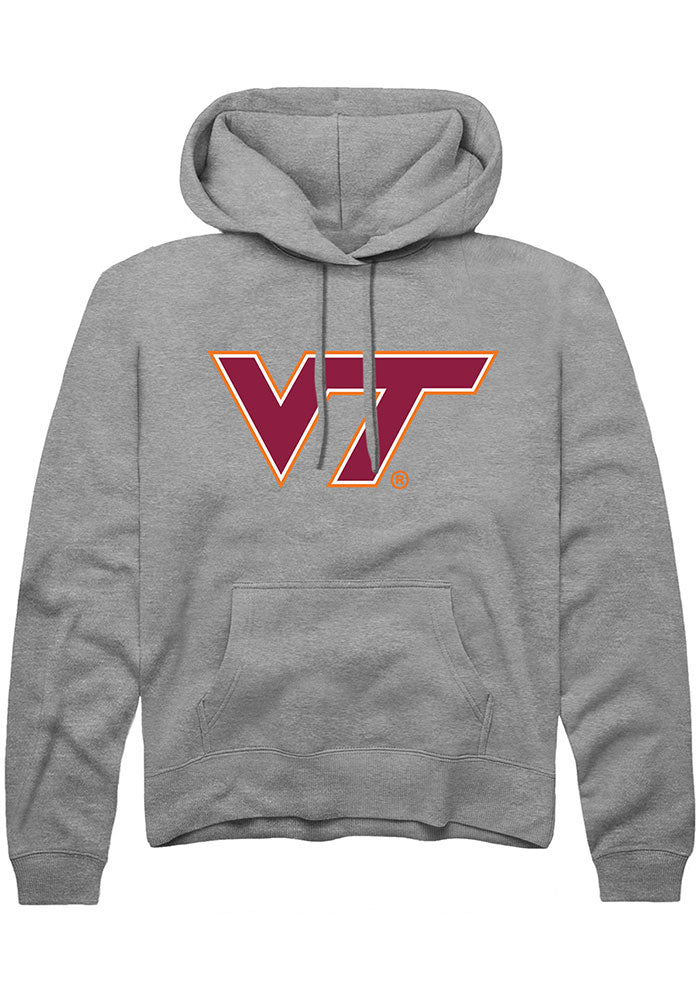 Virginia Tech Hokies Mens Grey Primary Long Sleeve Hoodie