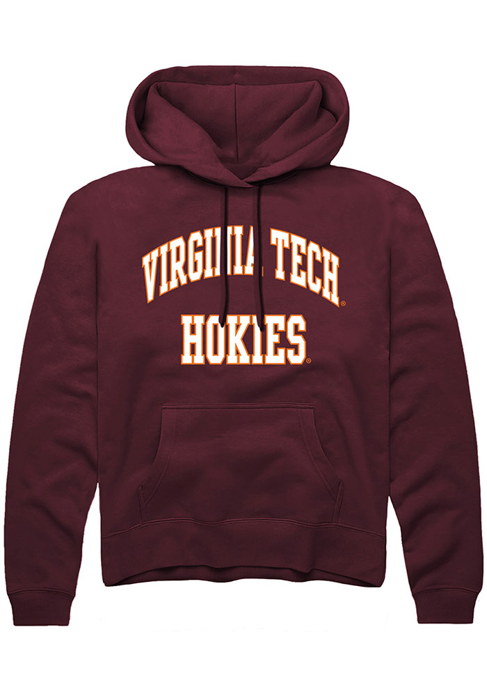 Virginia Tech Hokies Mens Maroon Arch Stack Long Sleeve Hoodie