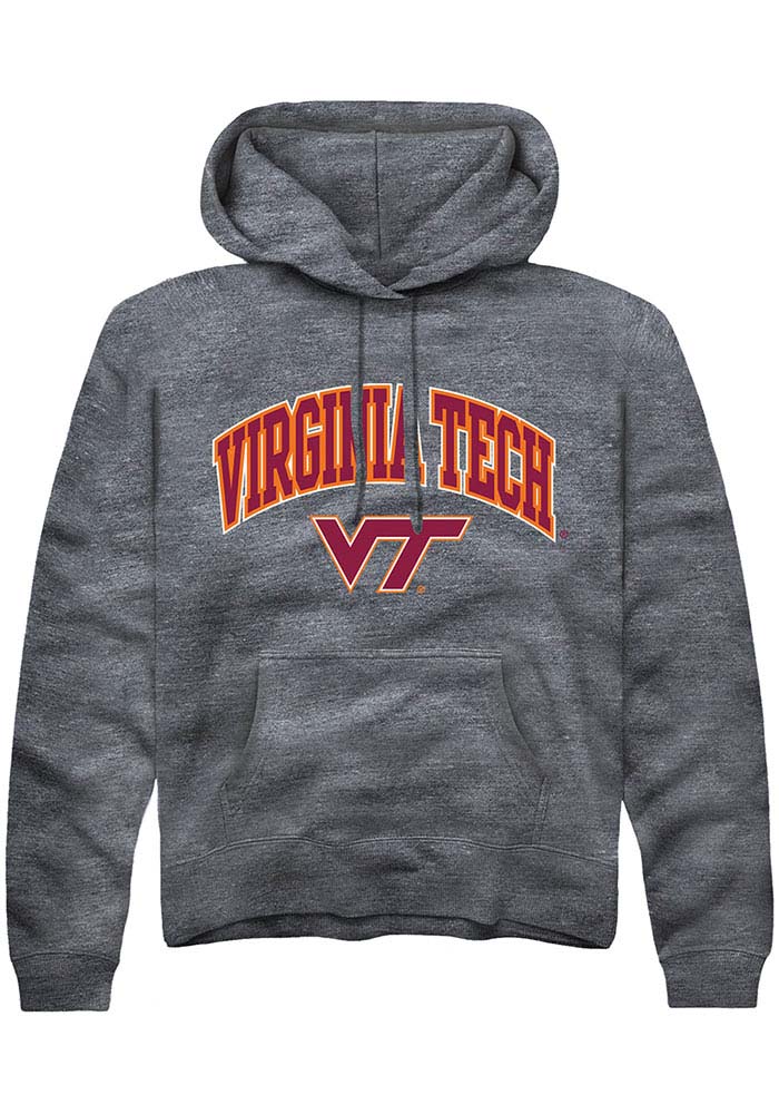 Virginia Tech Hokies Mens Charcoal Arch Logo Long Sleeve Hoodie