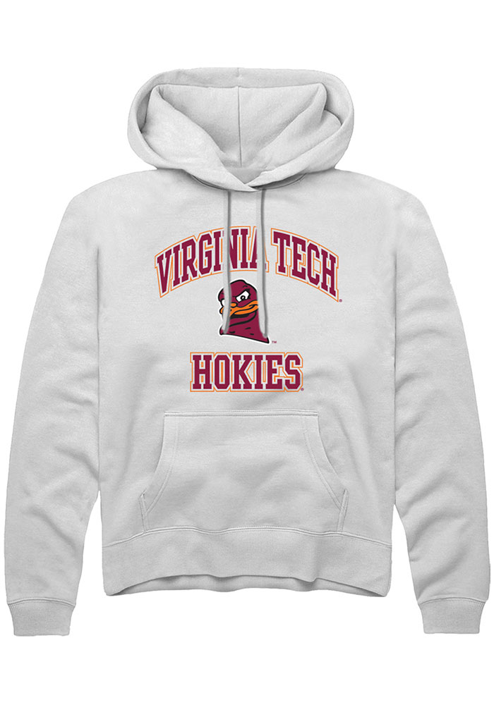 Virginia Tech Hokies Mens White No 1 Neutral Long Sleeve Hoodie