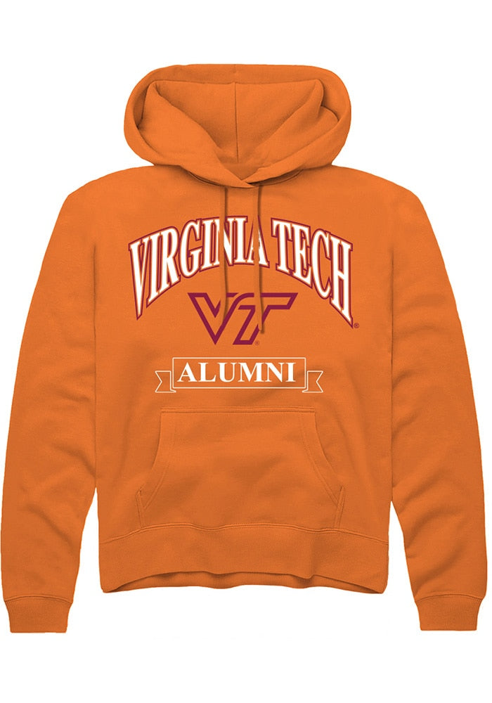 Virginia Tech Hokies Mens Orange Alumni Banner Long Sleeve Hoodie