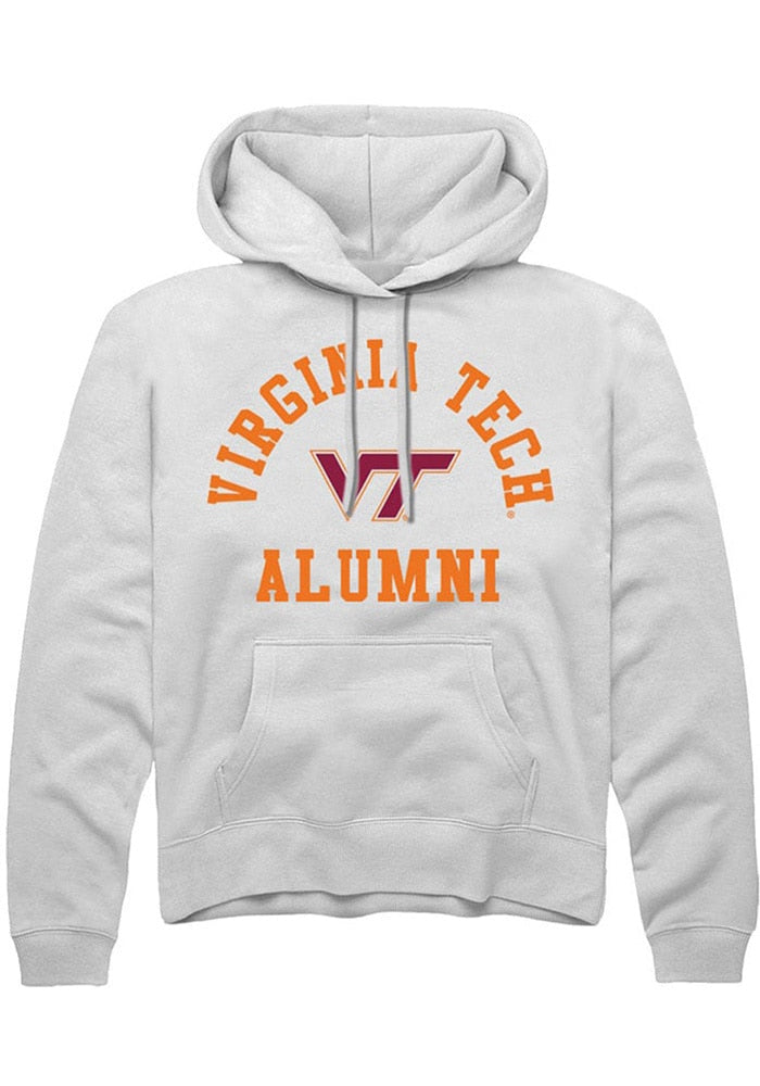 Virginia Tech Hokies Mens White Alumni Arch Long Sleeve Hoodie