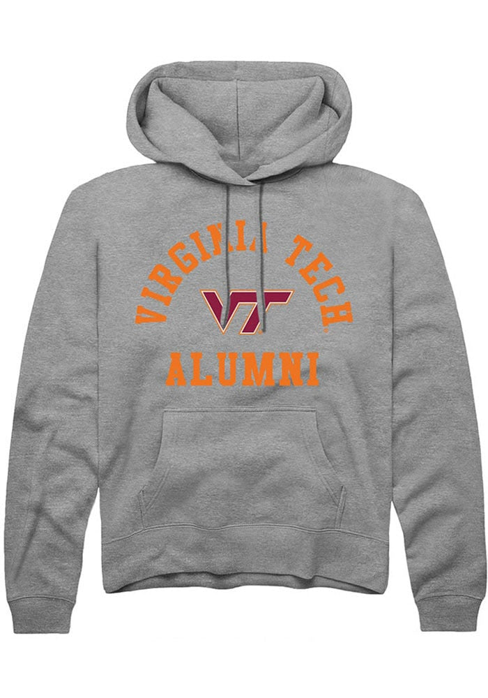 Virginia Tech Hokies Mens Grey Alumni Arch Long Sleeve Hoodie