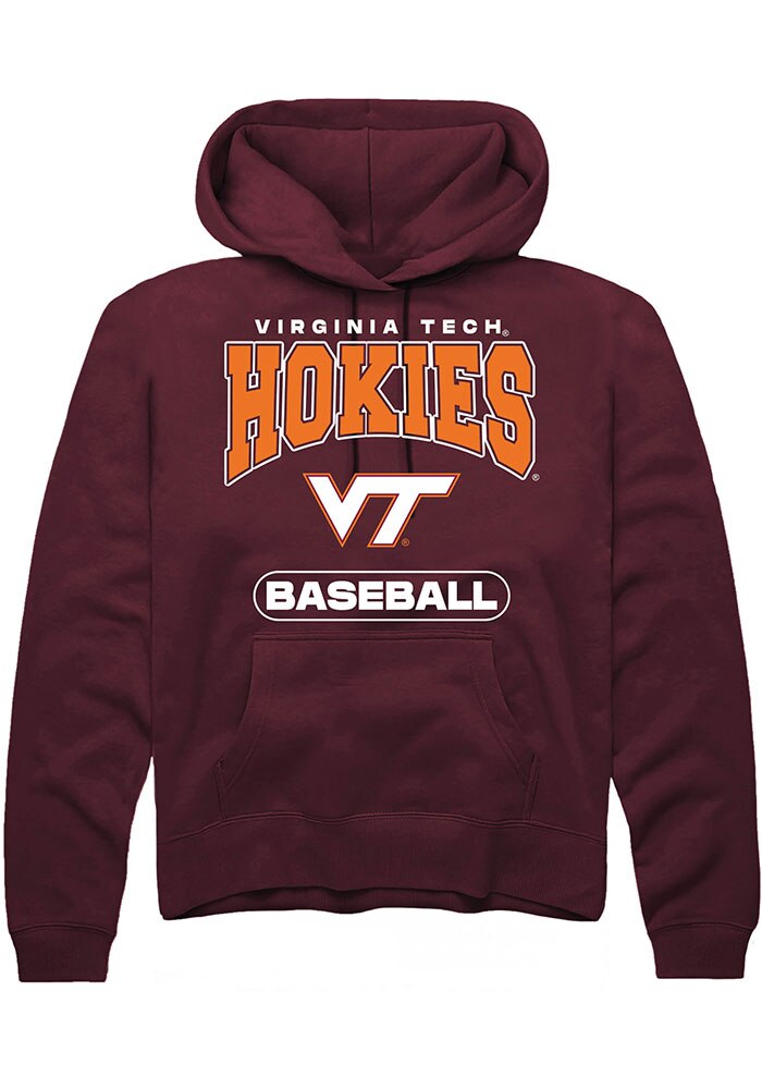 Virginia Tech Hokies Mens Maroon Baseball Long Sleeve Hoodie