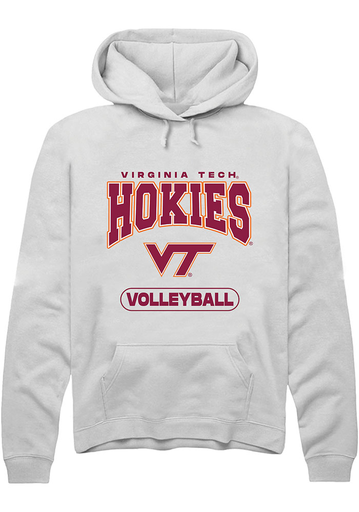 Virginia Tech Hokies Mens White Volleyball Long Sleeve Hoodie