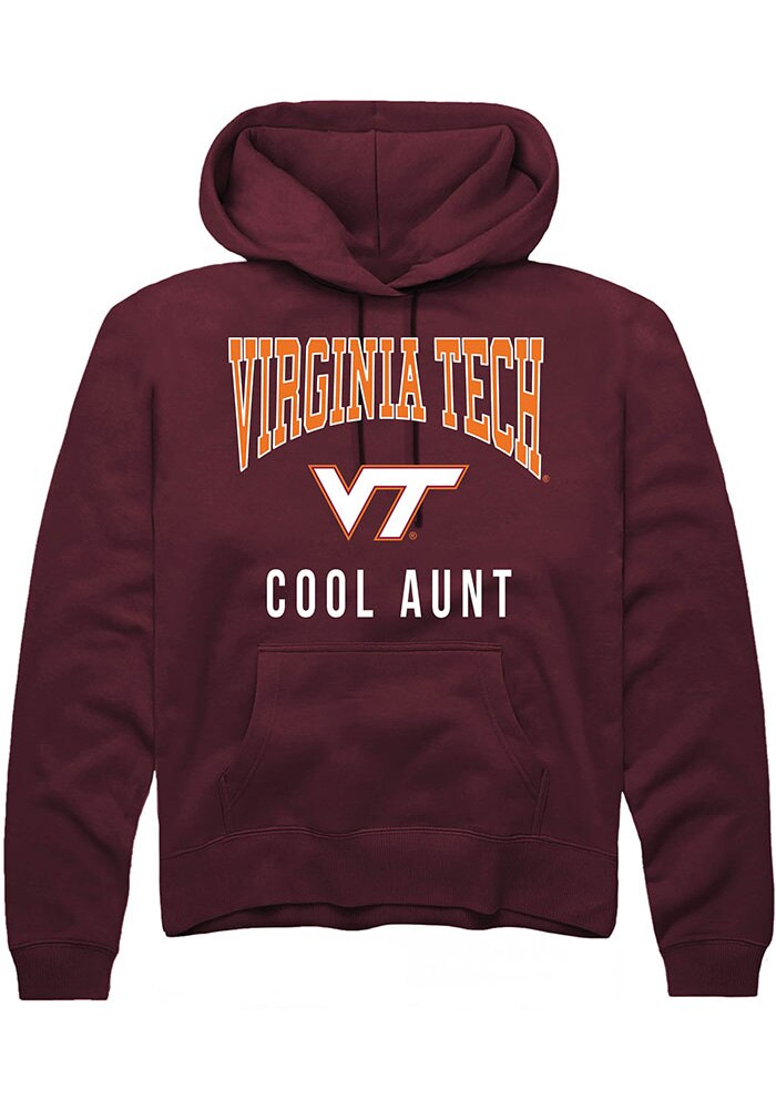 Virginia Tech Hokies Mens Maroon Cool Aunt Long Sleeve Hoodie