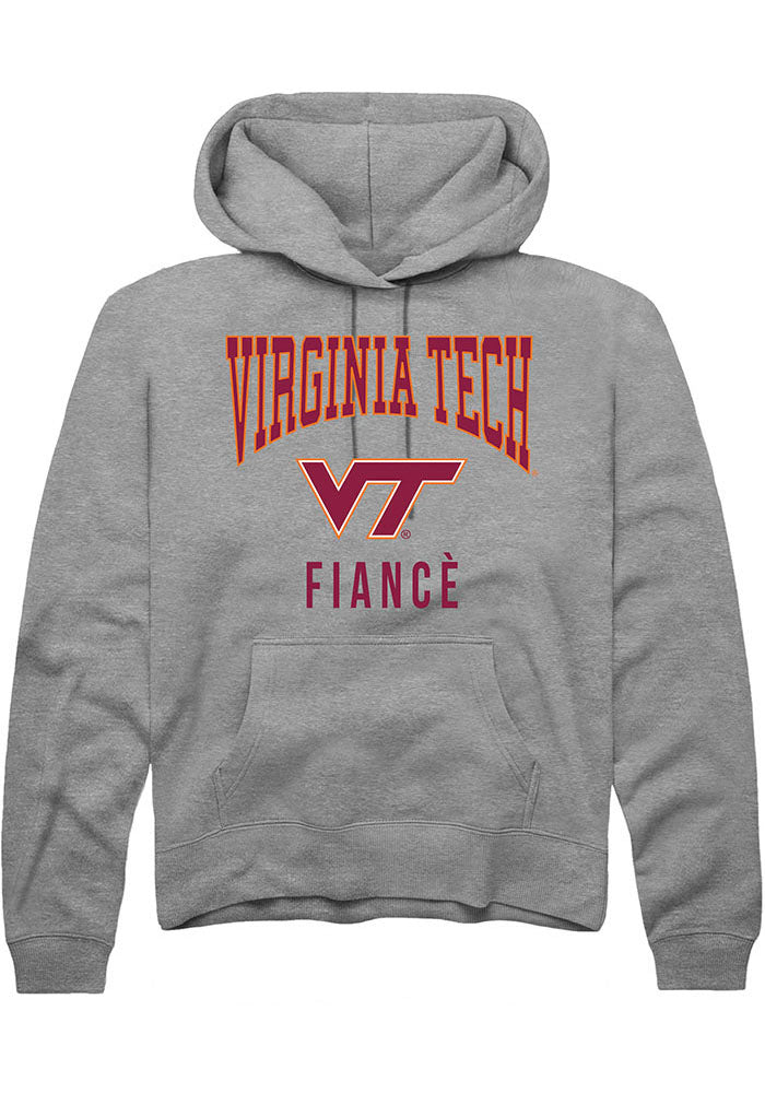 Virginia Tech Hokies Mens Grey Fiancé Long Sleeve Hoodie