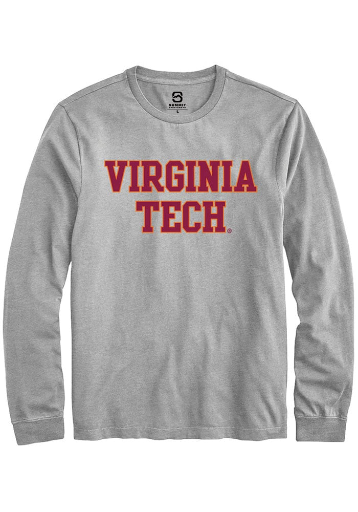 Virginia Tech Hokies Grey Straight Block Long Sleeve T-Shirt