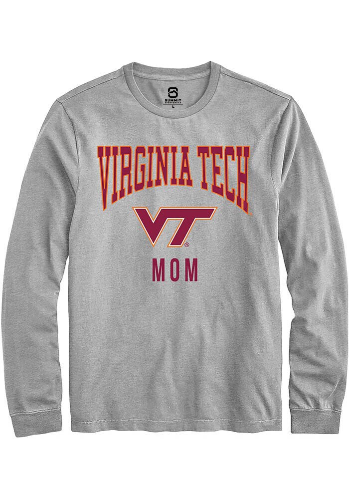 Virginia Tech Hokies Grey Mom Long Sleeve T-Shirt