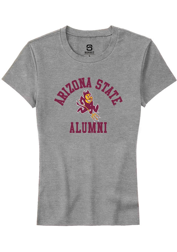 Arizona State Sun Devils Womens Grey Alumni Arch Short Sleeve T-Shirt