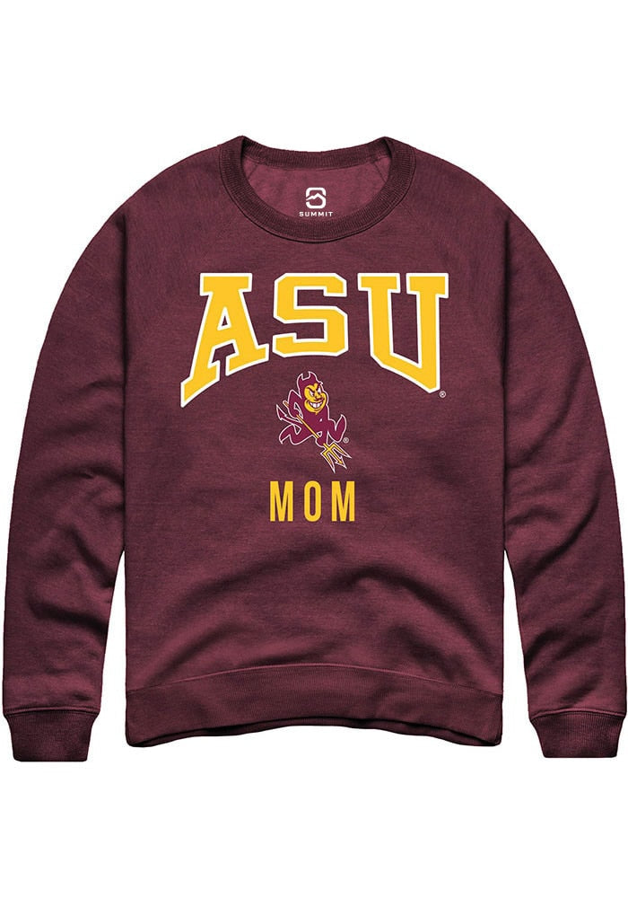 Arizona State Sun Devils Mens Maroon Mom Long Sleeve Crew Sweatshirt