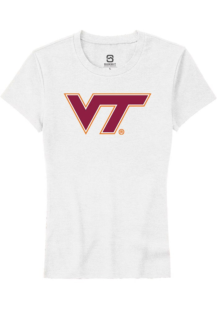 Virginia Tech Hokies Womens White Primary Short Sleeve T-Shirt