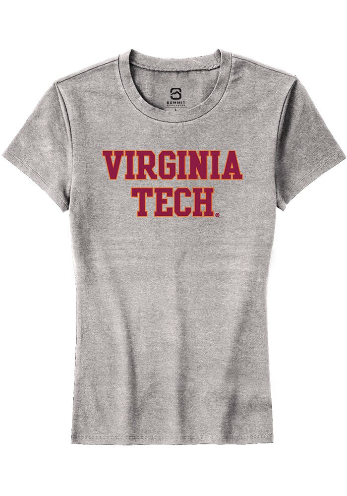 Virginia Tech Hokies Womens Grey Straight Block Short Sleeve T-Shirt