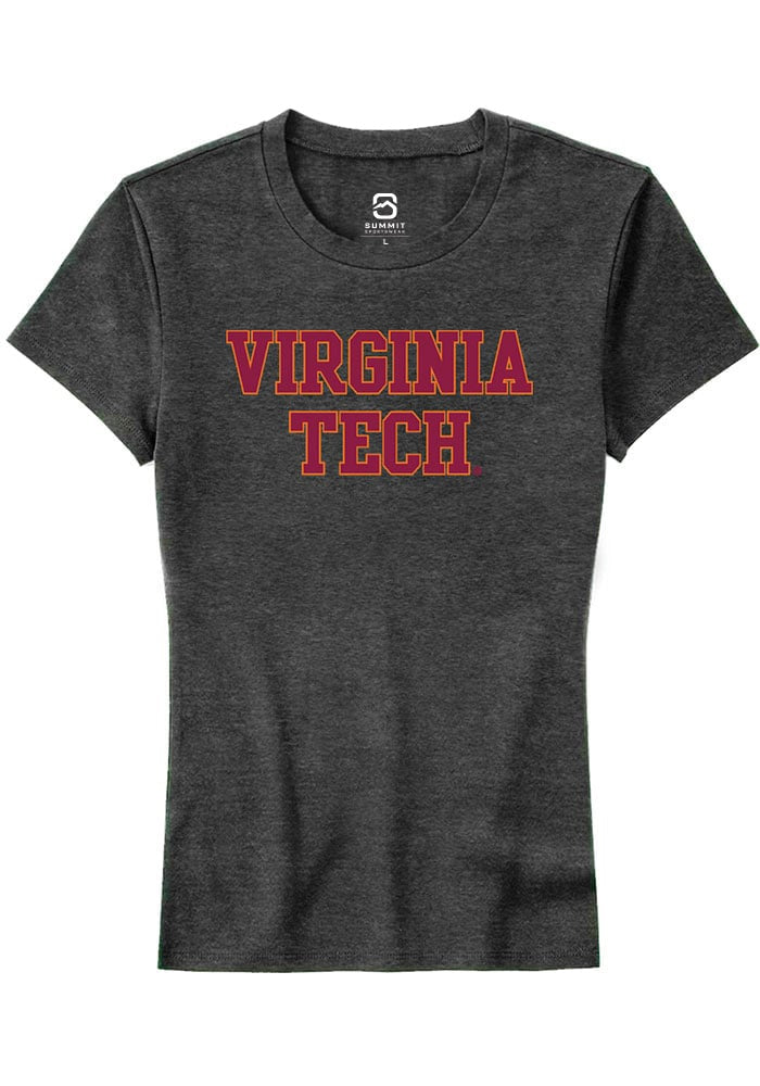 Virginia Tech Hokies Womens Charcoal Straight Block Short Sleeve T-Shirt