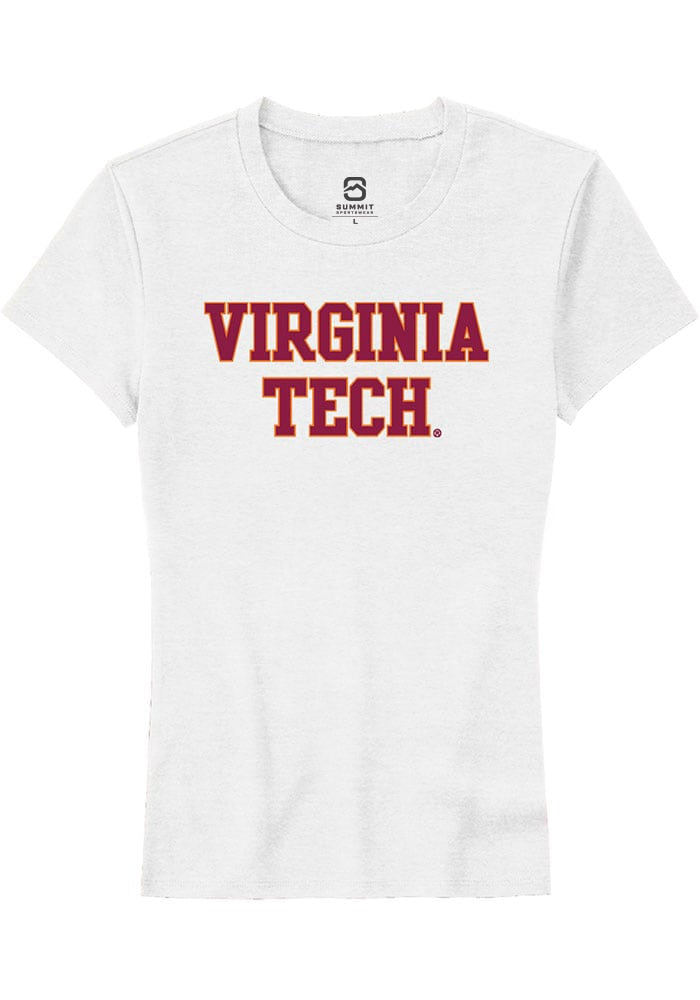 Virginia Tech Hokies Womens White Straight Block Short Sleeve T-Shirt