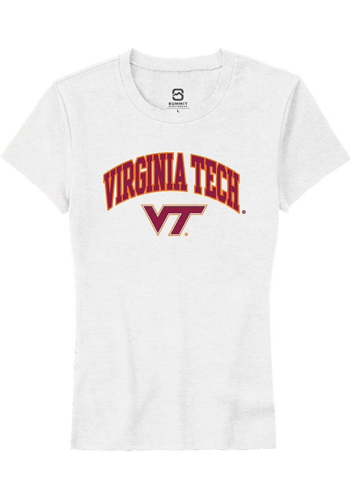 Virginia Tech Hokies Womens White Arch Logo Short Sleeve T-Shirt