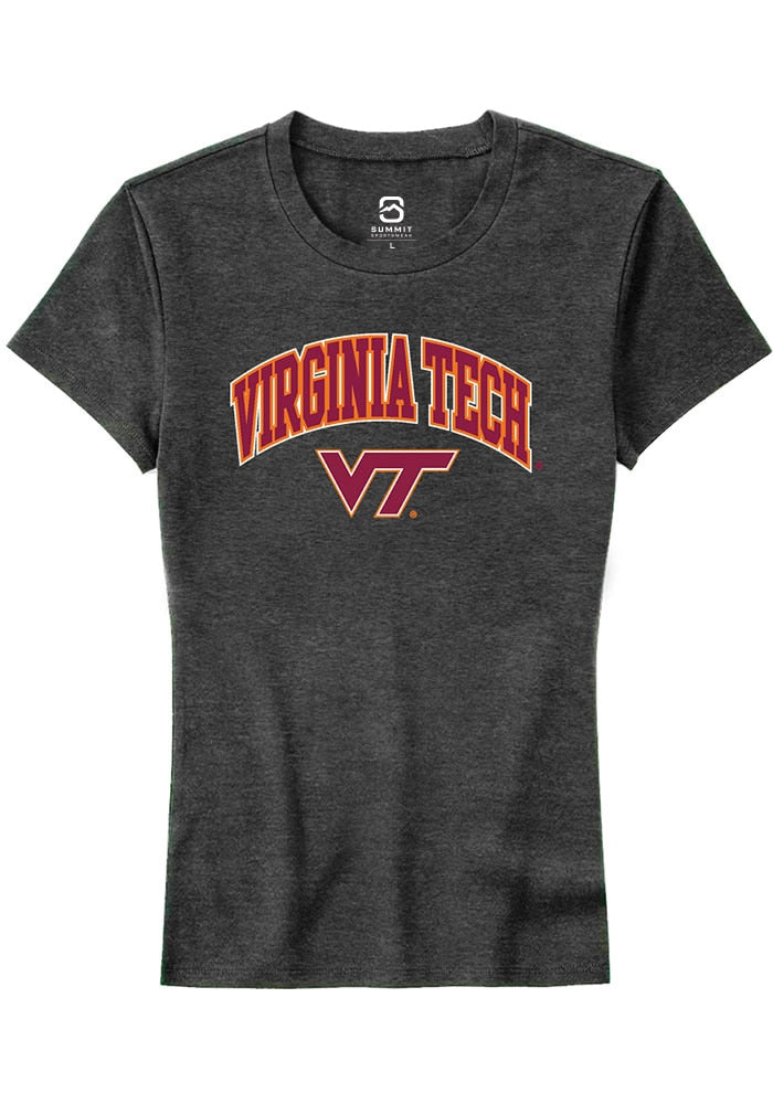 Virginia Tech Hokies Womens Charcoal Arch Logo Short Sleeve T-Shirt