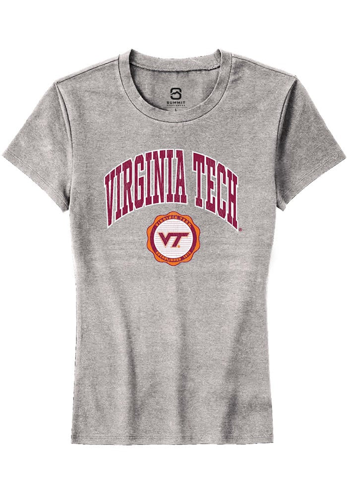 Virginia Tech Hokies Womens Grey Arch Seal Short Sleeve T-Shirt