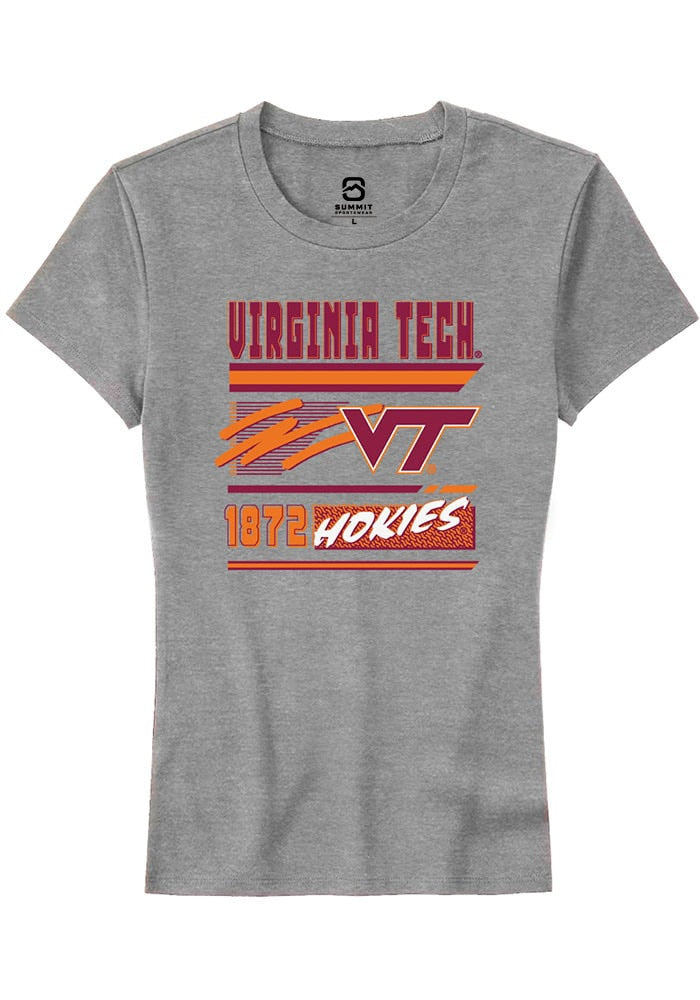Virginia Tech Hokies Womens Grey Retro Short Sleeve T-Shirt