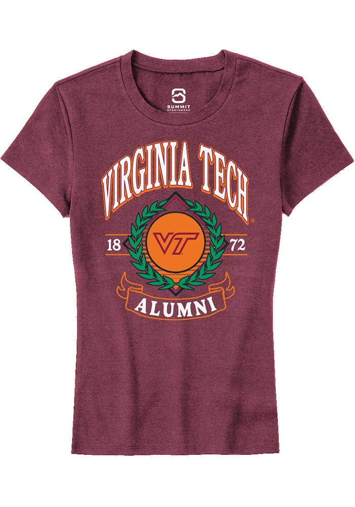 Virginia Tech Hokies Womens Maroon Alumni Wreath Short Sleeve T-Shirt
