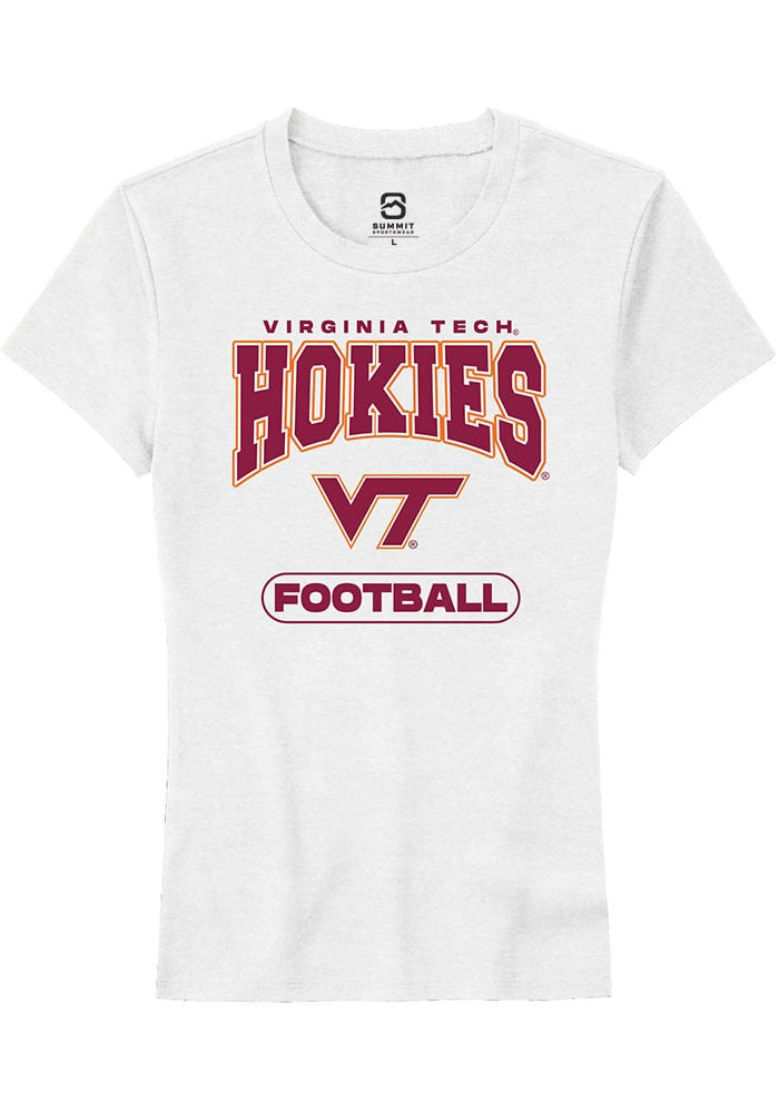 Virginia Tech Hokies Womens White Football Short Sleeve T-Shirt