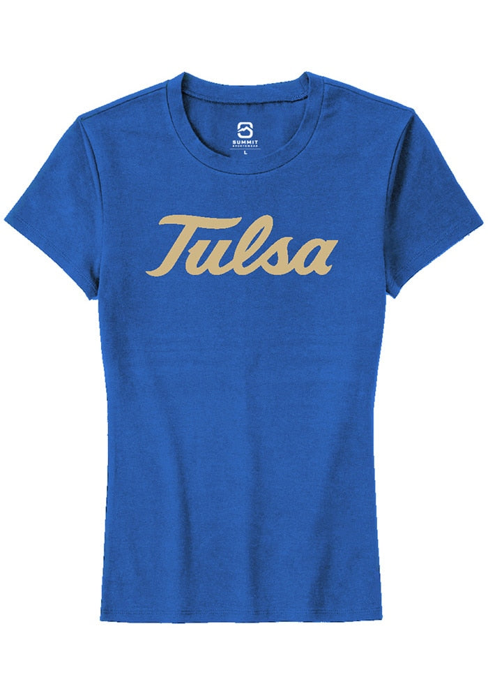 Tulsa Golden Hurricane Womens Blue Alt Logo Short Sleeve T-Shirt