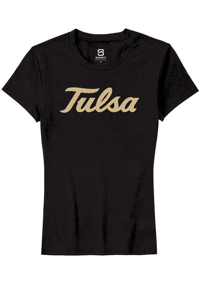 Tulsa Golden Hurricane Womens Black Alt Logo Short Sleeve T-Shirt