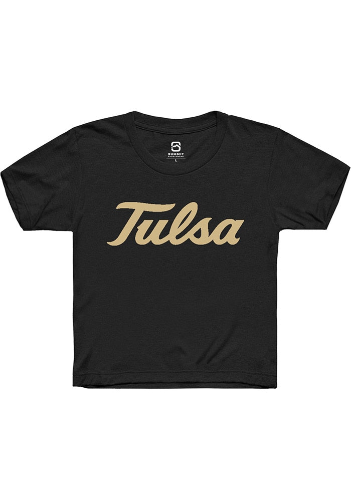 Tulsa Golden Hurricane Youth Black Alt Logo Short Sleeve T-Shirt