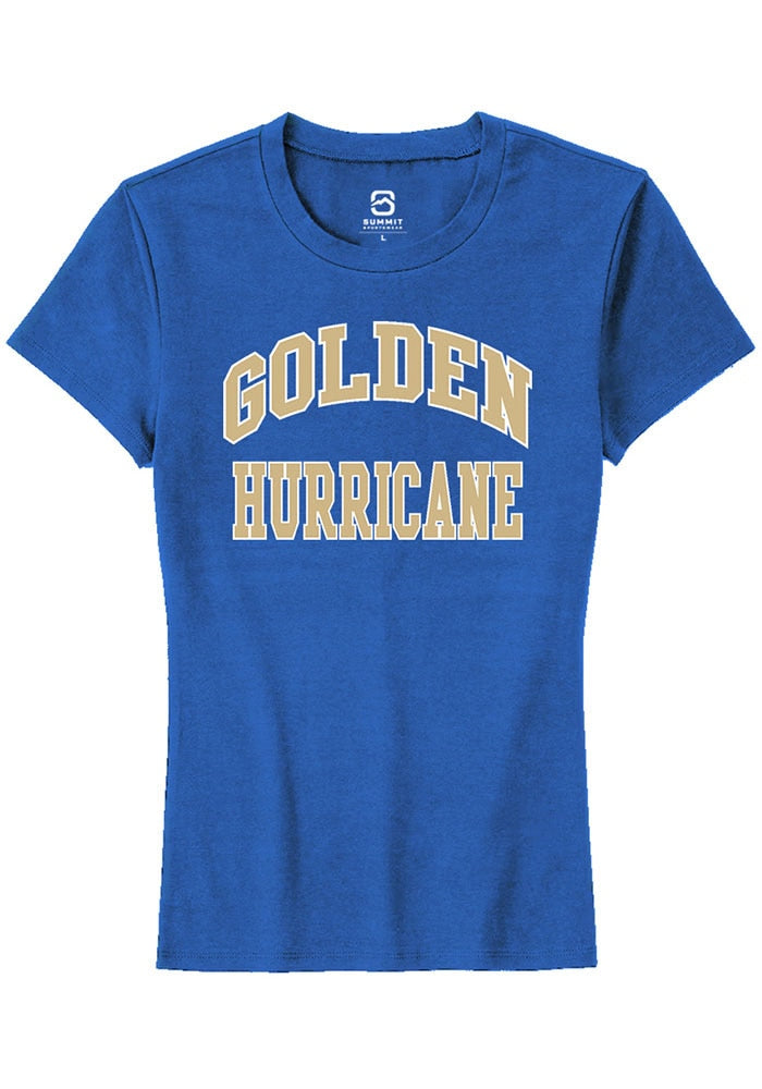 Tulsa Golden Hurricane Womens Blue Arch Stack Short Sleeve T-Shirt