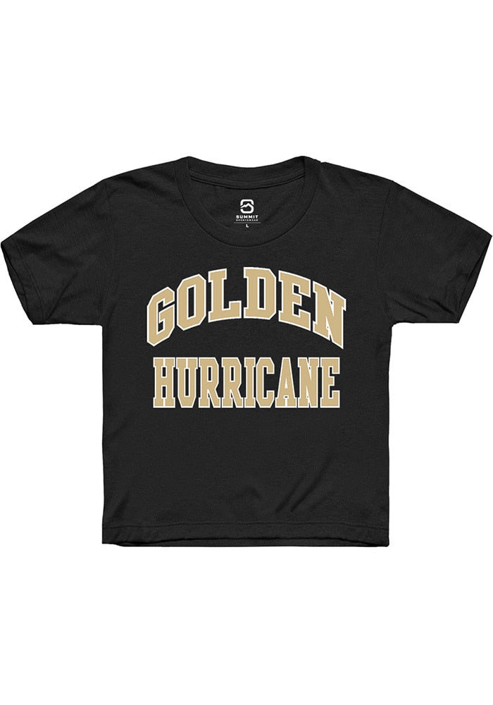 Tulsa Golden Hurricane Youth Black Arch Stack Short Sleeve T-Shirt