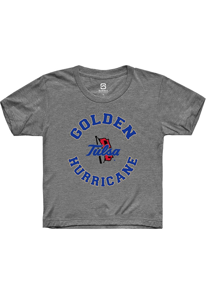 Tulsa Golden Hurricane Youth Grey Circle Short Sleeve T-Shirt