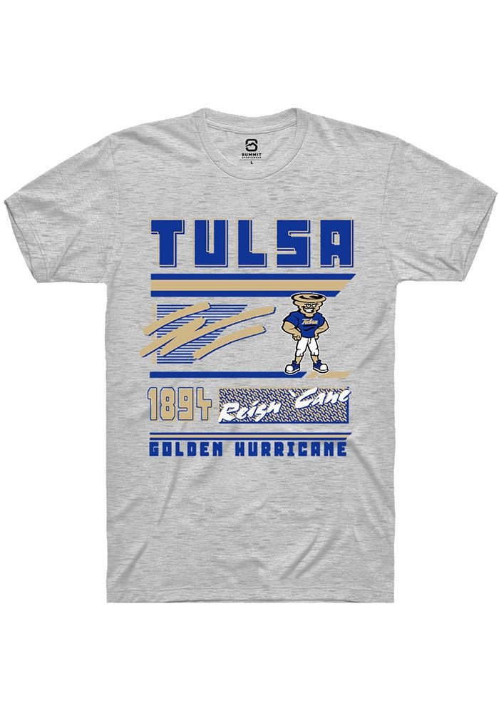 Tulsa Golden Hurricane Mens Grey Retro Fashion Short Sleeve T-Shirt