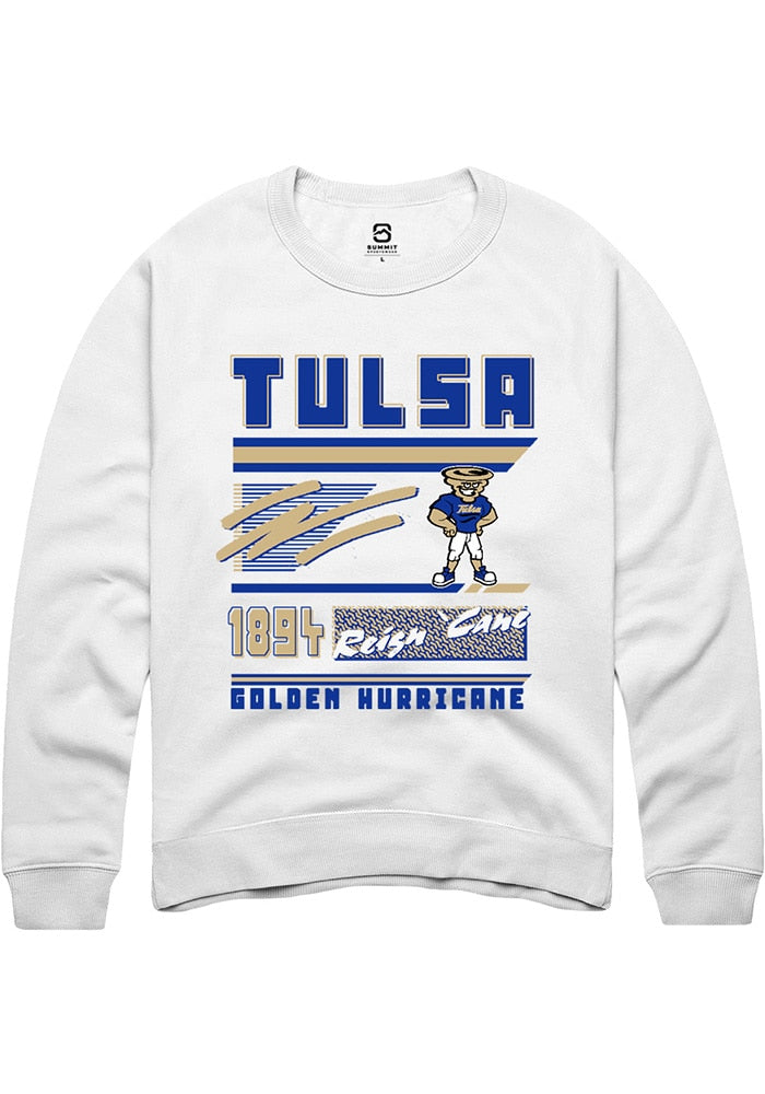 Tulsa Golden Hurricane Mens White Retro Crew Sweatshirt