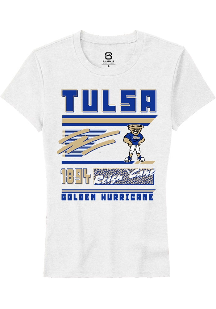 Tulsa Golden Hurricane Womens White Retro Short Sleeve T-Shirt