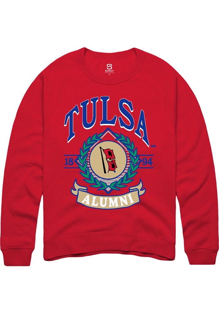 Tulsa Golden Hurricane Mens Red Alumni Wreath Crew Sweatshirt