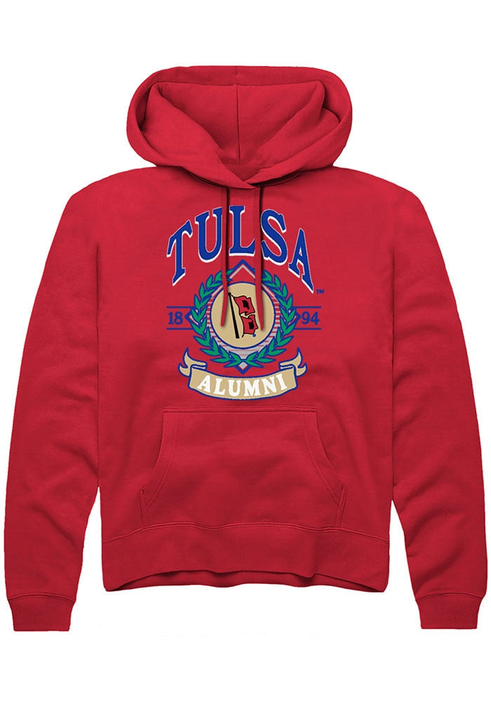 Tulsa Golden Hurricane Mens Red Alumni Wreath Hoodie