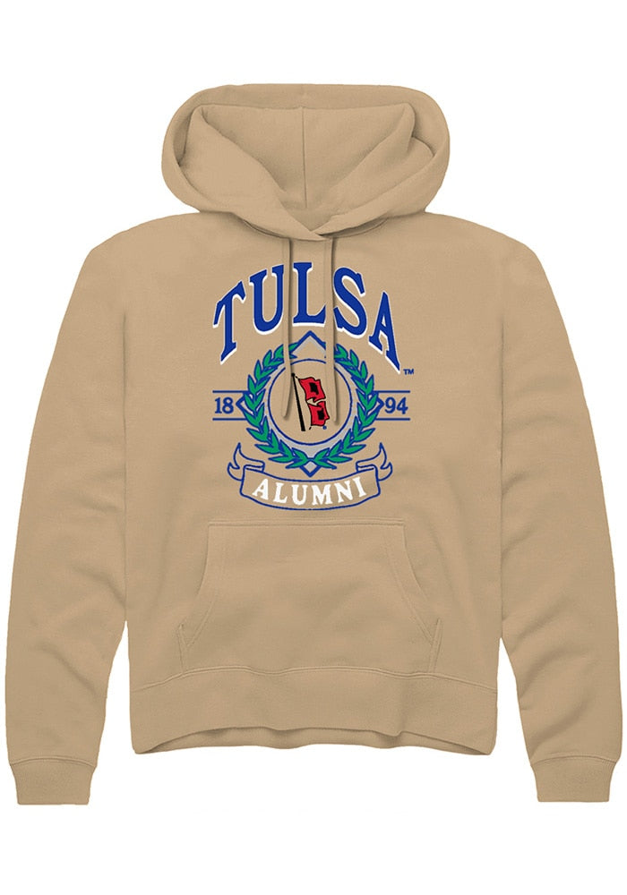 Tulsa Golden Hurricane Mens Tan Alumni Wreath Hoodie