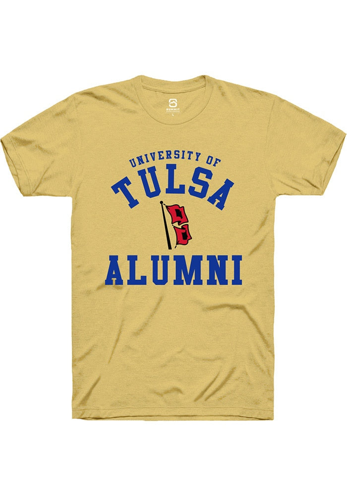Tulsa Golden Hurricane Mens Yellow Alumni Arch Fashion Short Sleeve T-Shirt