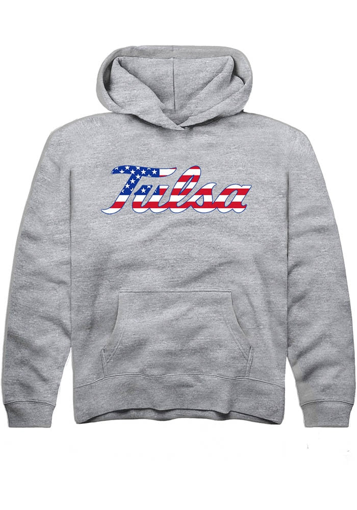 Tulsa Golden Hurricane Youth Grey US Flag Hoodie