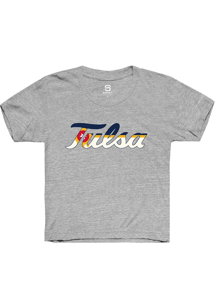 Tulsa Golden Hurricane Youth Grey City Flag Short Sleeve T-Shirt