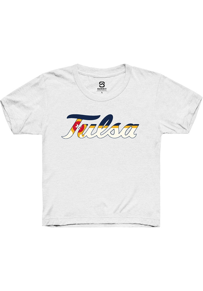 Tulsa Golden Hurricane Youth White City Flag Short Sleeve T-Shirt