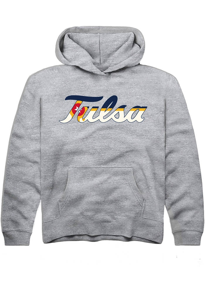 Tulsa Golden Hurricane Youth Grey City Flag Hoodie