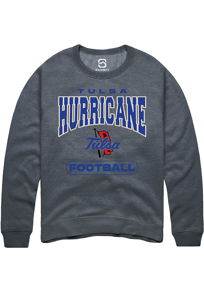 Tulsa Golden Hurricane Mens Grey Football Crew Sweatshirt