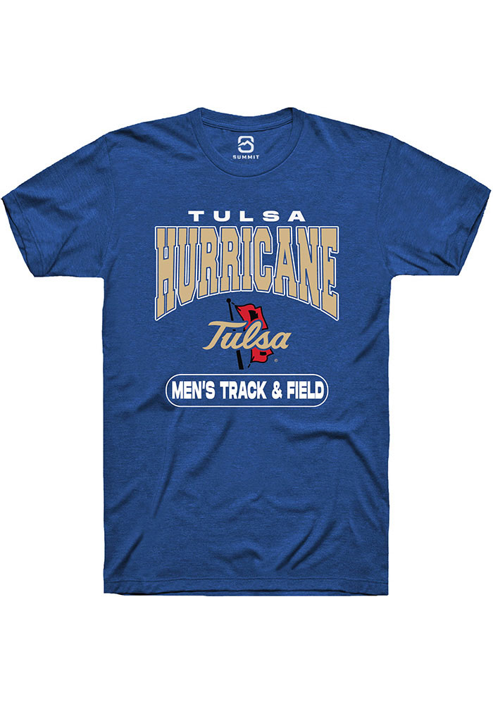 Tulsa Golden Hurricane Mens Blue Track and Field Fashion Short Sleeve T-Shirt